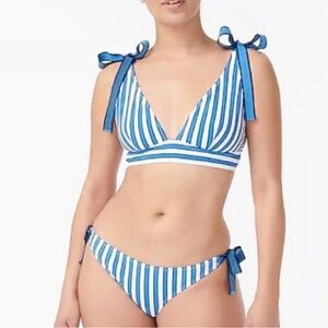 J Crew Tie Shoulder Cabana Stripe Bikini Set